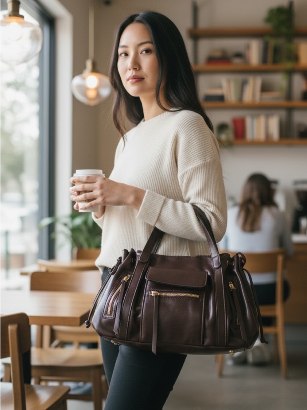 Classic Brown Leather Tote Bag - Elegant Everyday Carry